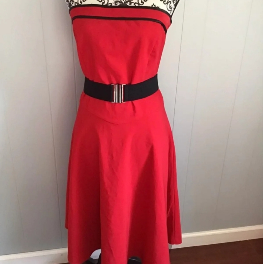 Ruby Rox Red Pinup Style Strapless Dress
